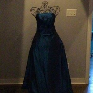 Peacock blue prom dress
